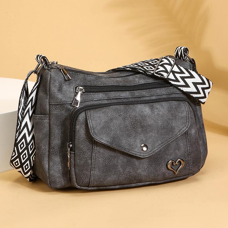 Vintage PU Soft Leather Crossbody Bag with Multiple Compartments