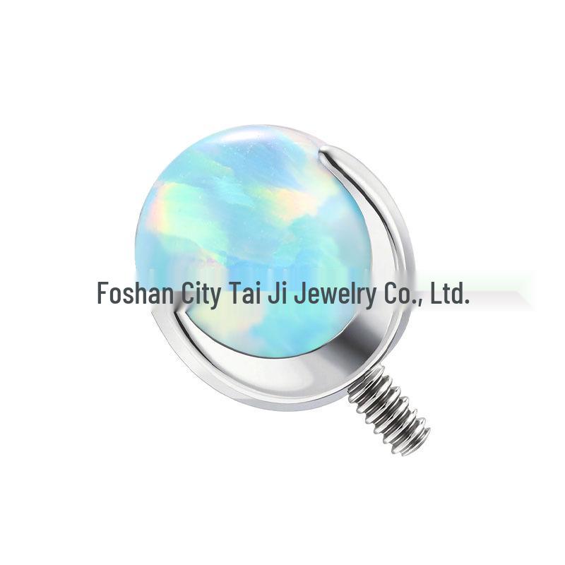 F136 Titanium Alloy Opal Three-Prong Stud Earrings & Lip Piercing Jewelry