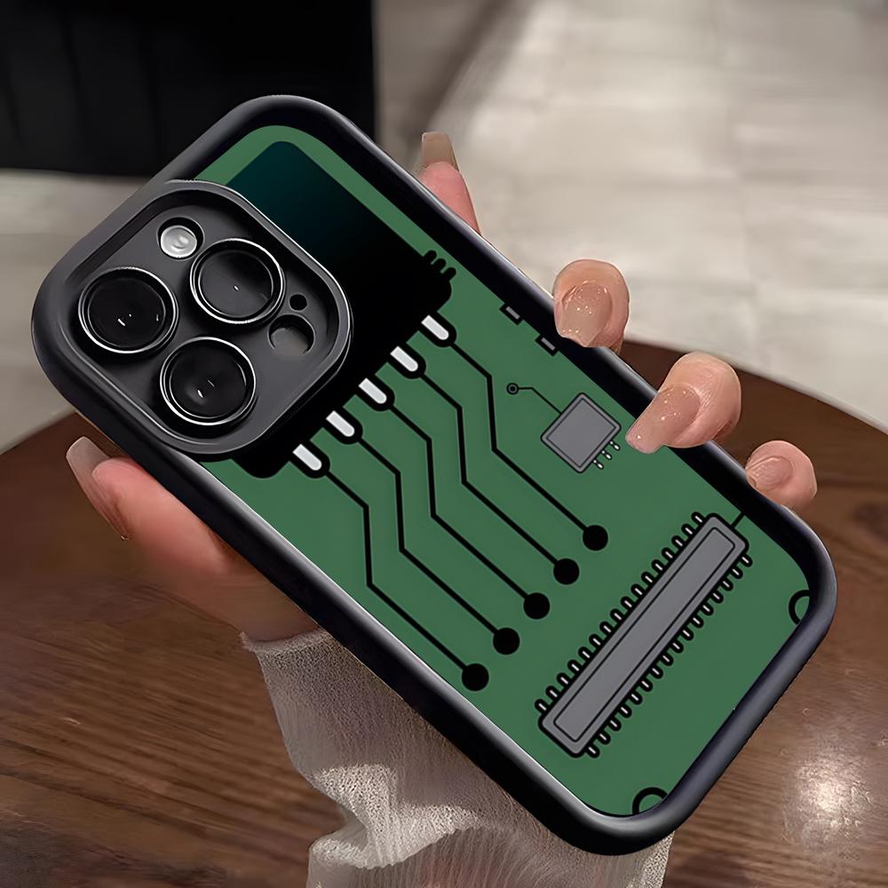 Creative Circuit Board Pattern Phone Case For IPhone 17 Pro Max 15 Pro 16 14 Plus 12 13 Mini 11 Pro Shockproof Soft Cover