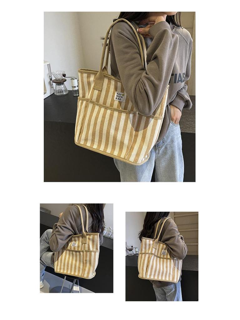 2025 Neue Damen Sommer Farbblock Streifen Tragetasche - Vielseitig, Großes Fassungsvermögen, Lässige Schultertasche