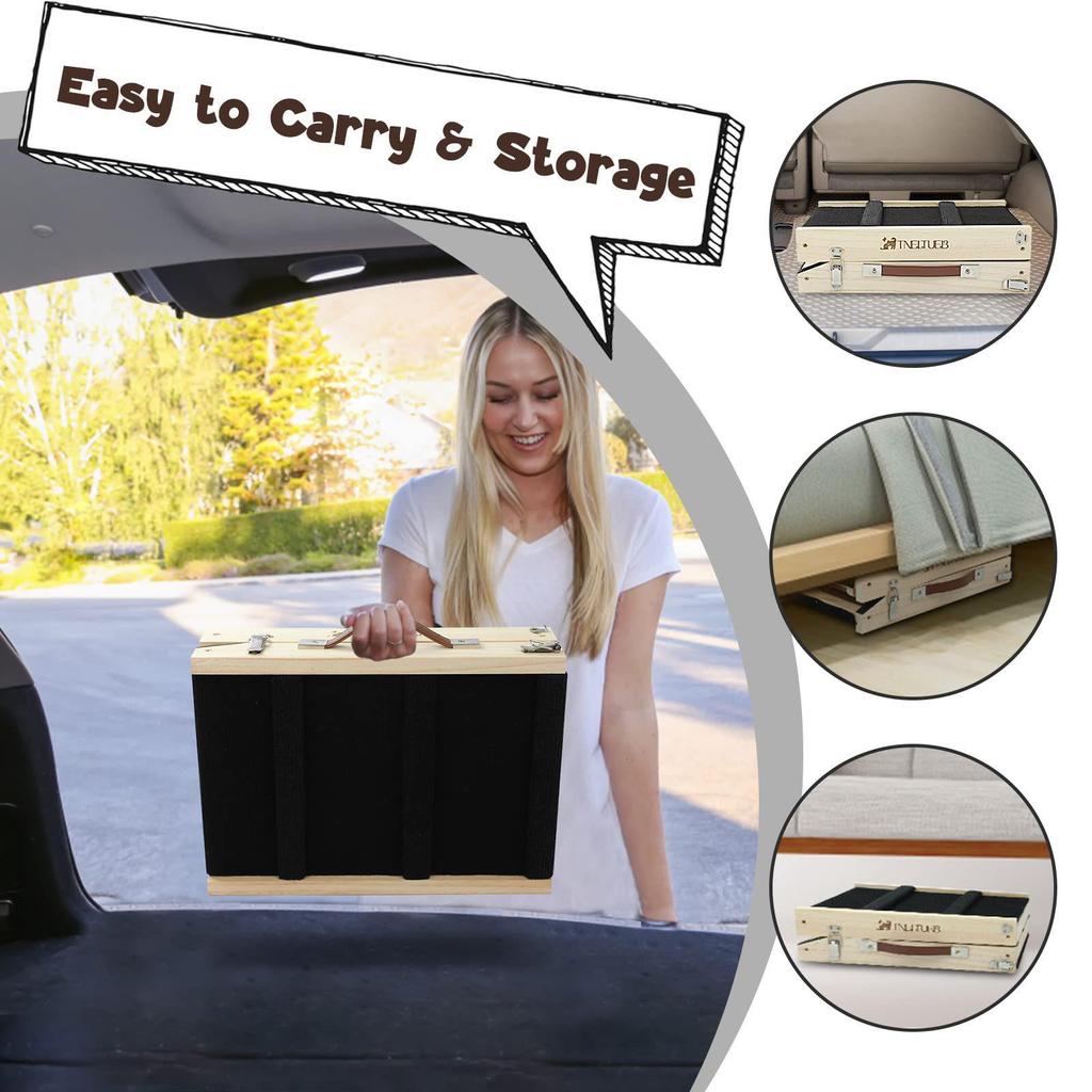 Verstellbare Hundetreppe aus Massivholz: Faltbare Haustiertreppe für Autos und Sofas