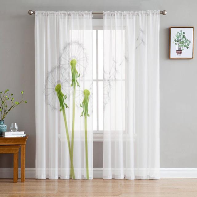 

Кульбаба Квіти Рослини Біла прозора штора для вітальні Спальня Вуаль Штори Кухня Вікно Тюль Штори Головне 1 PCS W300XH250cm