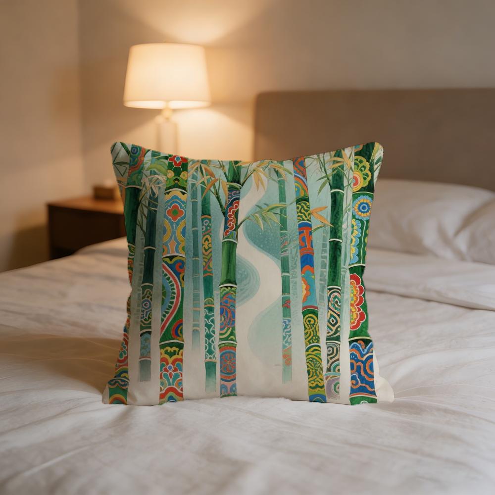 Bamboo-Traditional Style Cushion Cover For Pillow Printing Sofa Decoration Home Car Room Coffee Shop Office Nordic Simplicity