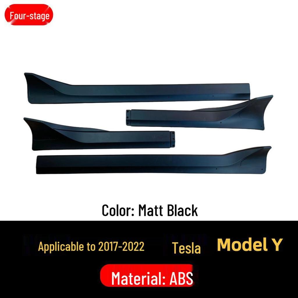 Tesla Model Y Carbon Fiber Side Skirt Diffuser Set - 4 Pieces, Gloss Black