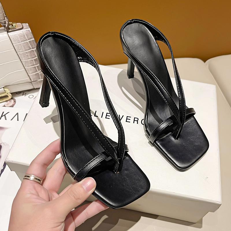

Fashion New Women s Luxury Clip Toe Sandals Ladies Outdoor High-heel Slippers Fashion Versatile Flip Flops Summer Square Head Slippers 35