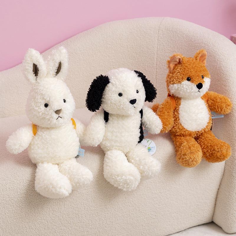 Niedlicher Weicher Plüsch Hasen Rucksack Spielzeug Geschenk für Kinder Weißer Hase Fuchs Hund Puppe