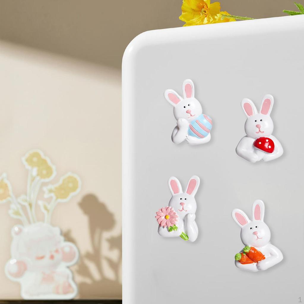 4 Pieces Easter Bunny Egg Shaped Refrigerator Stickers Decorations Artwork Fridge for Cafe