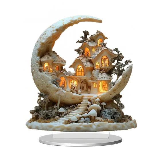 2D Acrylic Animal Table Sign Horse Cat Peacock Elephant Castle Moon House Ornament Home