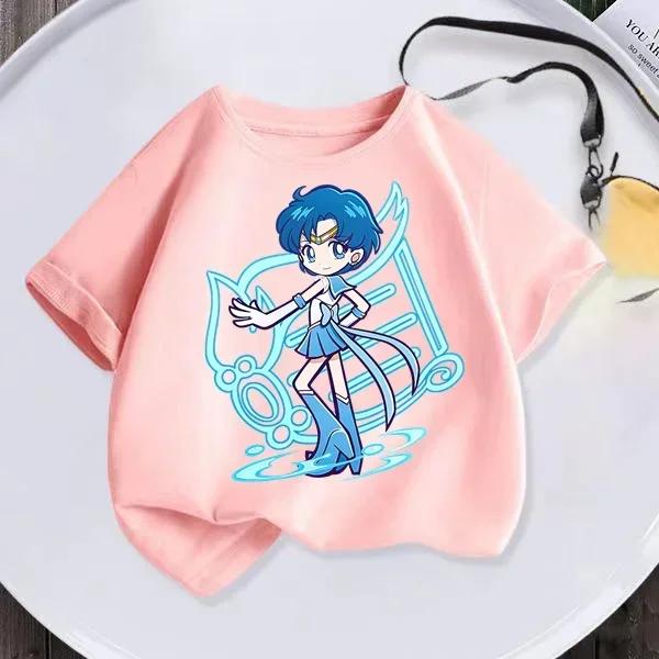 Summer New Kids Tshirt Anime Sailor Moon Girl Tshirt Fashion Cute Girl Anime Harajuku Style Short Sleeve Tshirt Top 100