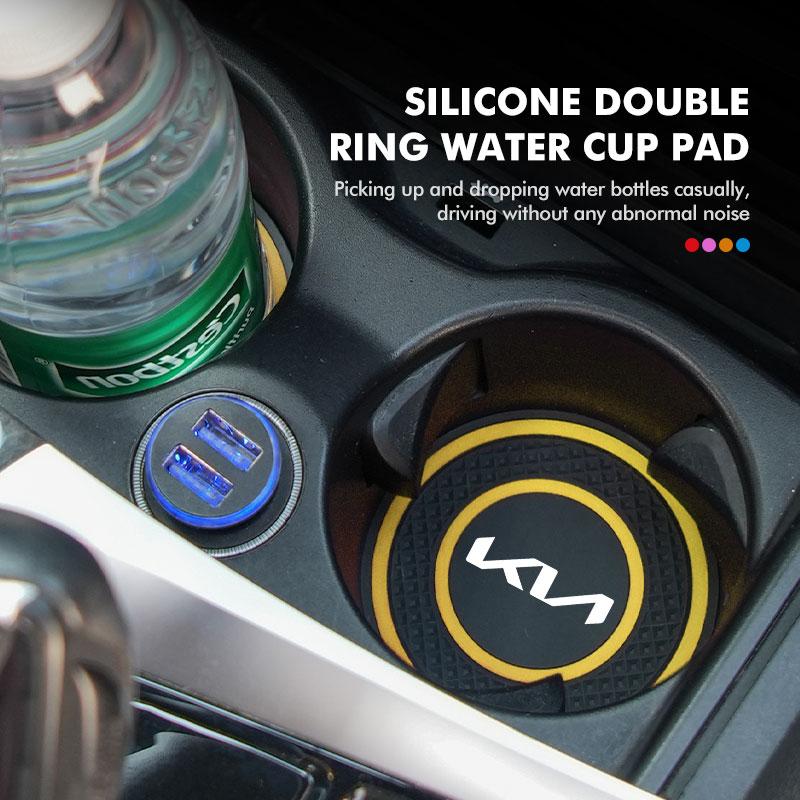 For KIA Car Water Cup Slot Car Coaster Decoration Anti Slip Mat Pad Rio K5 K2 Sportage Ceed Sorento Picanto Stinger Soul  VU8