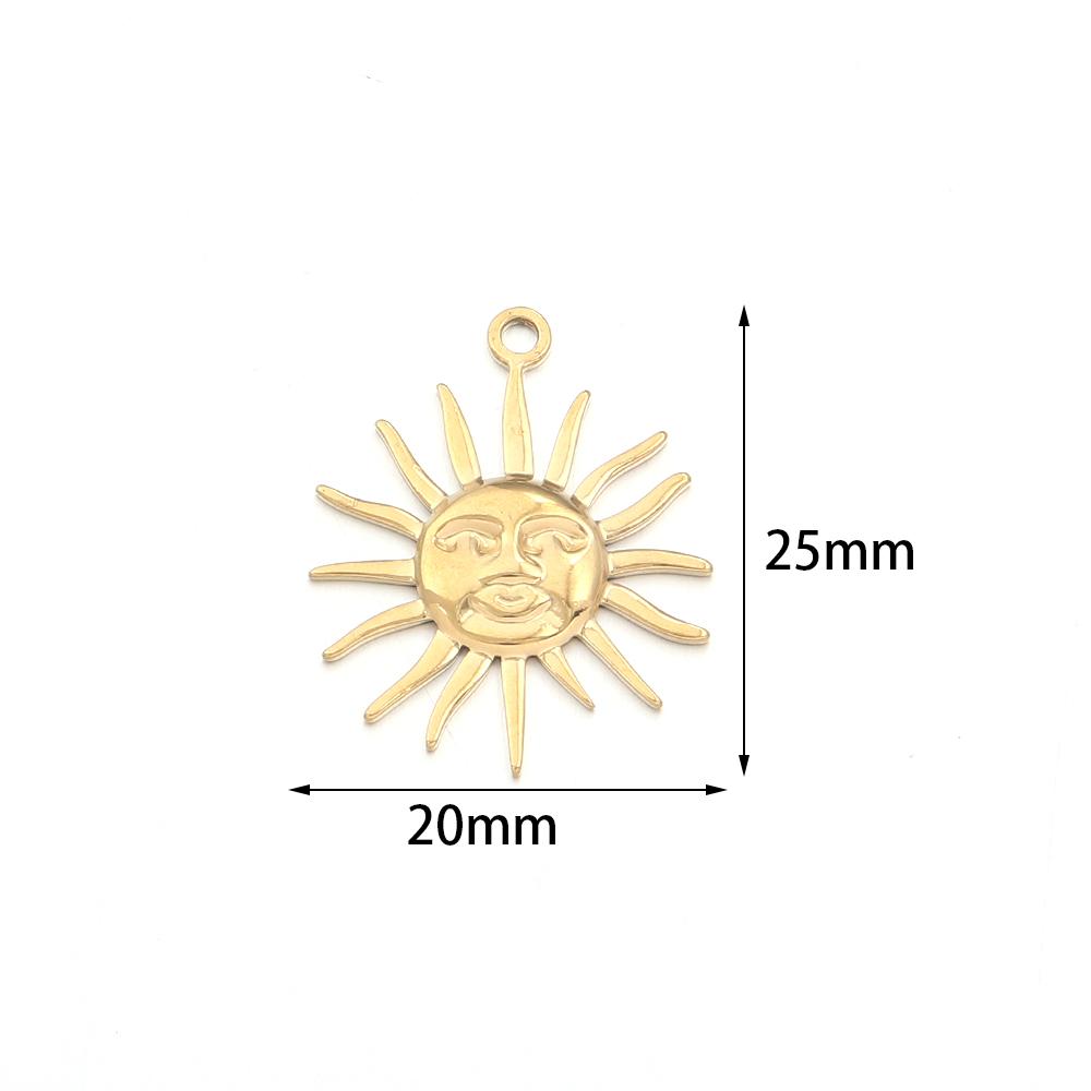 2pcs/lot Stainless Steel Retro Pendant Gold Color Sun Flower Moon Shape Charms For DIY Crafts Necklace Earrings Gift Accessories