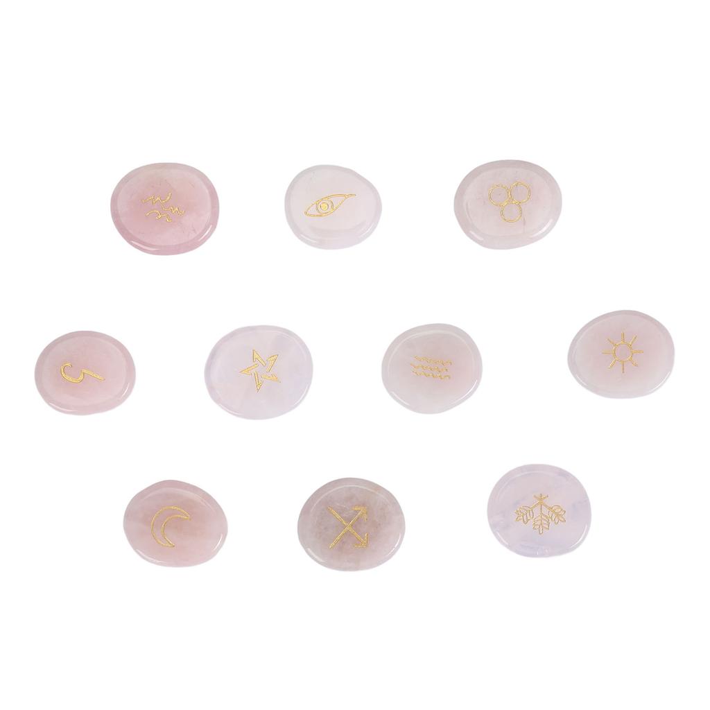 10pcs Rune Stones Set Multipurpose Polished Healing Witches Runes Set with Engraved Gypsy Symbol