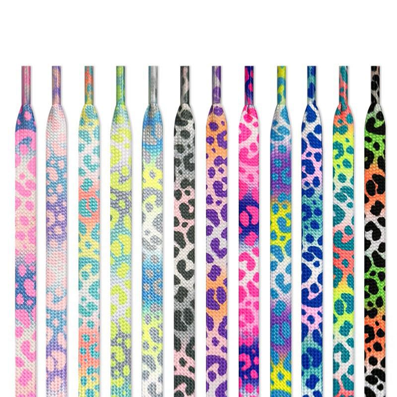 Fluorescent Leopard Tie-Dye Shoelaces for AJ1, AF1, Canvas Unisex Shoes