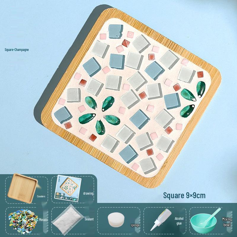 DIY Large Mosaic Coaster Kit: Creative Glass Sticker Pack for Adults & Kids