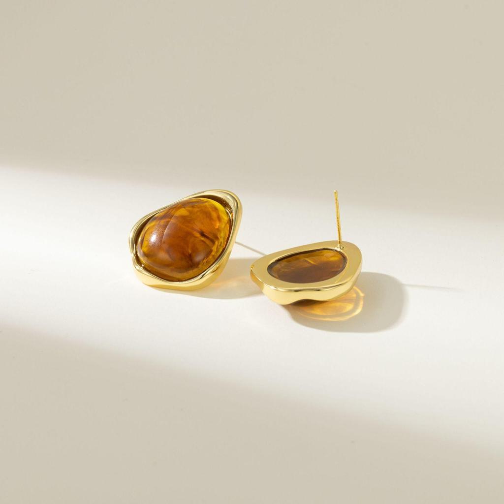 Cercei neregulați cu argint chihlimbar S925 de gamă superioară Yadan Maillard - Eleganță în stil Hong Kong