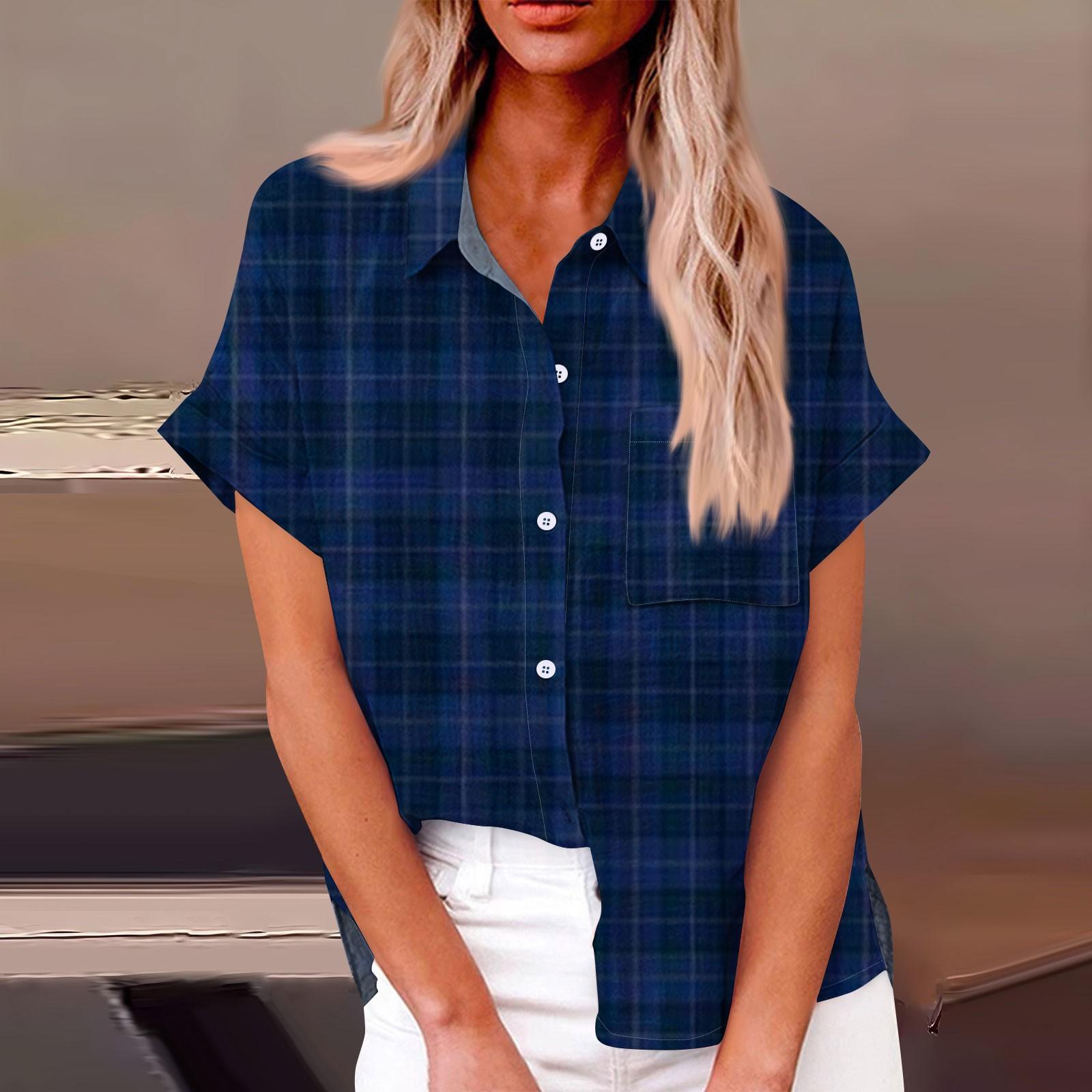 

Женская модная свободная повседневная рубашка с коротким рукавом и отворотом на пуговицах, футболка с принтом, топ L