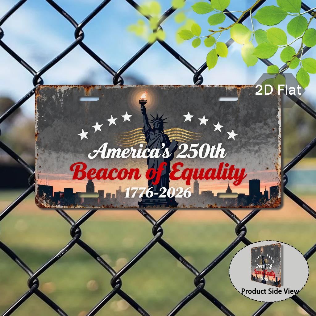 

Americas th Anniversary Liberty Statue License Plate Style Metal Aluminum Plate Painting HD Print Bendable Wall Art Decor fo 15x30cm(5.9x7.8inch)