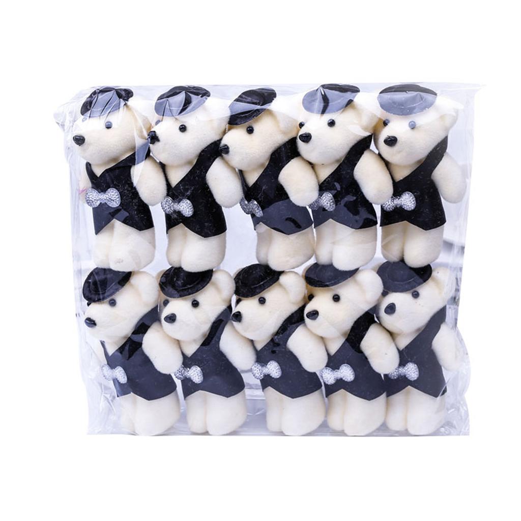 10Pcs 12cm Bear Flower Bouquet Toy Cartoon Doll Teddy Bear Bouquet Graduation Birthday Wedding Gifts Party Home Decoration