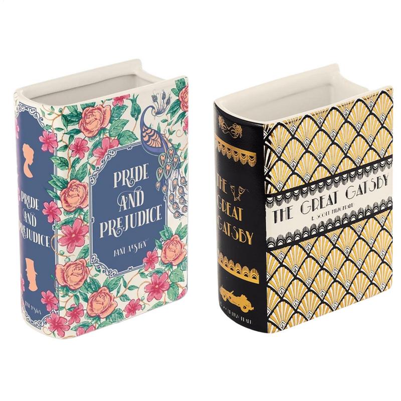 Creative Square Painted Flowers Book Ceramic Vase Flower Arrangement Art Crafts Irregular Table Vase Ornaments Home Decoration