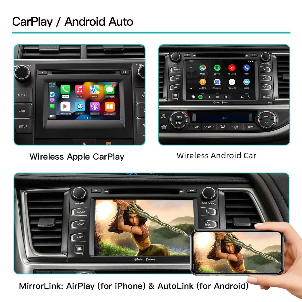 AUTOABC Drahtlos Carplay Android Auto Für Toyota RAV4 Corolla Tacoma Camry CHR Tundra Highlander 4Runner Multimedia Dekodierung