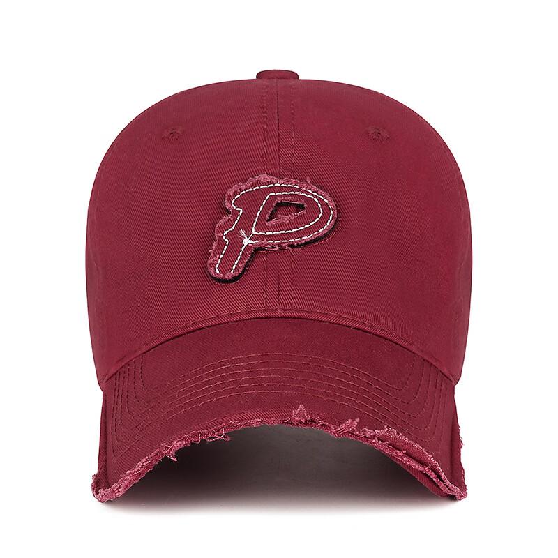 Zhenyueqi Embroidered 'P' Distressed Baseball Cap