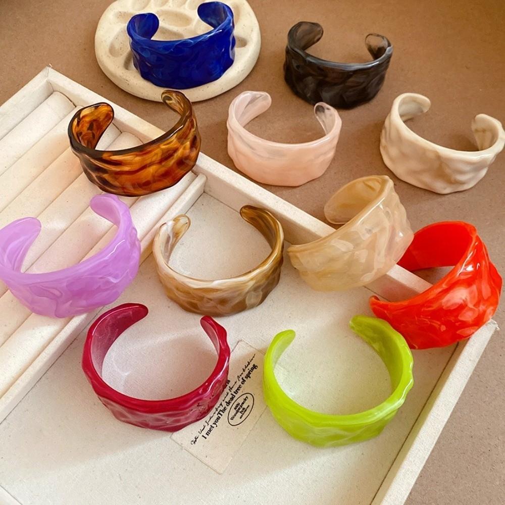 Acrylic Resin Bracelets Gradient Color Opening Bangles Boho Irregular Bracelets  For Women