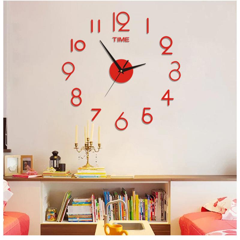 

Скандинавские тихие акриловые настенные часы DIY цифровые часы для гостиной и спальни креативные настенные часы-наклейки 40Cm red