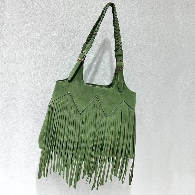 

Vintage Ethic Shoulder Bags Bohemian Weaving Women Shoulder Bags Large Capacity Velvet Travel Shopper Bags Ladies Purse Handbags