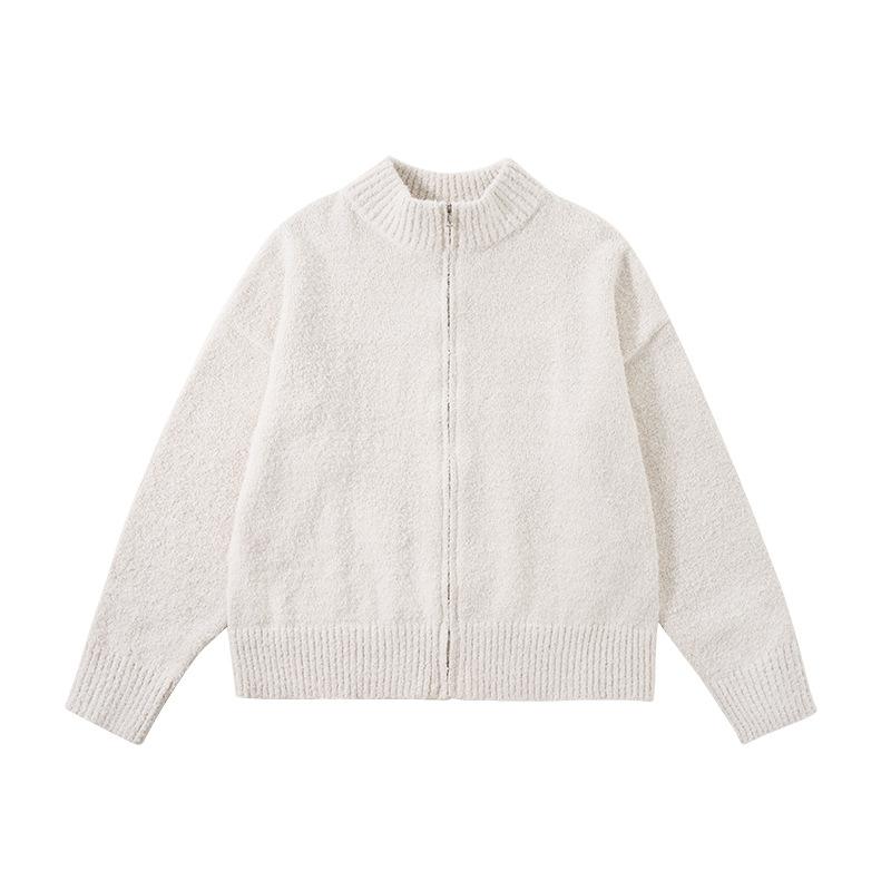 Свитер-жакет с воротником-стойкой зимний новый ретро теплый вязаный жакет M