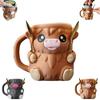 Creative Ferdinand the Highland Cow Ice Pint Holder Highland Cow Shaped Milk Tea Cup Summer Cold Coffee Cups Kitchen Drinkware