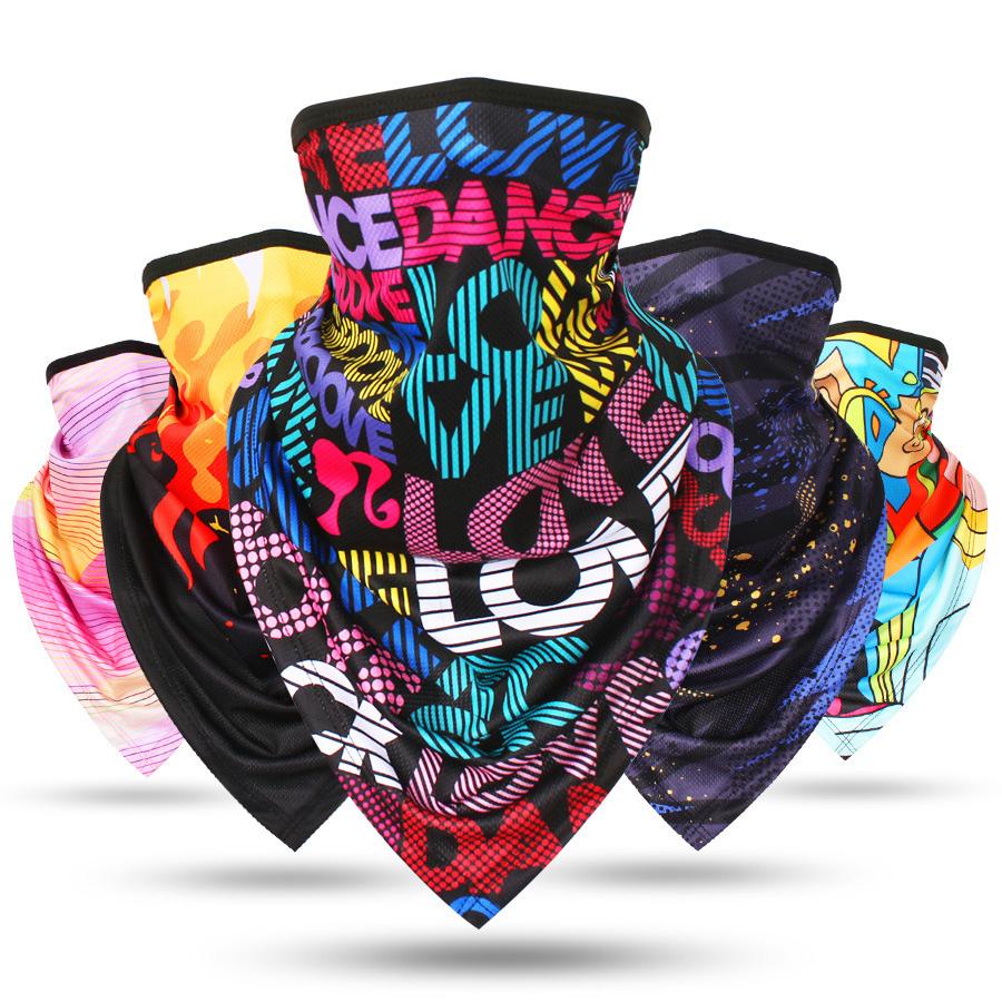 Summer UV Protection Cycling Triangle Face Mask Neck Gaiter Cover Scarf Paisley Ice Silk Mesh Bandanas