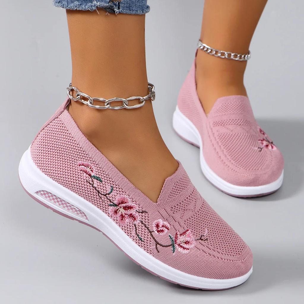 Spring new women's sports shoes, fashionable, breathable, lightweight, non-slip, wear-resistant, casual sports shoes, flat shoes