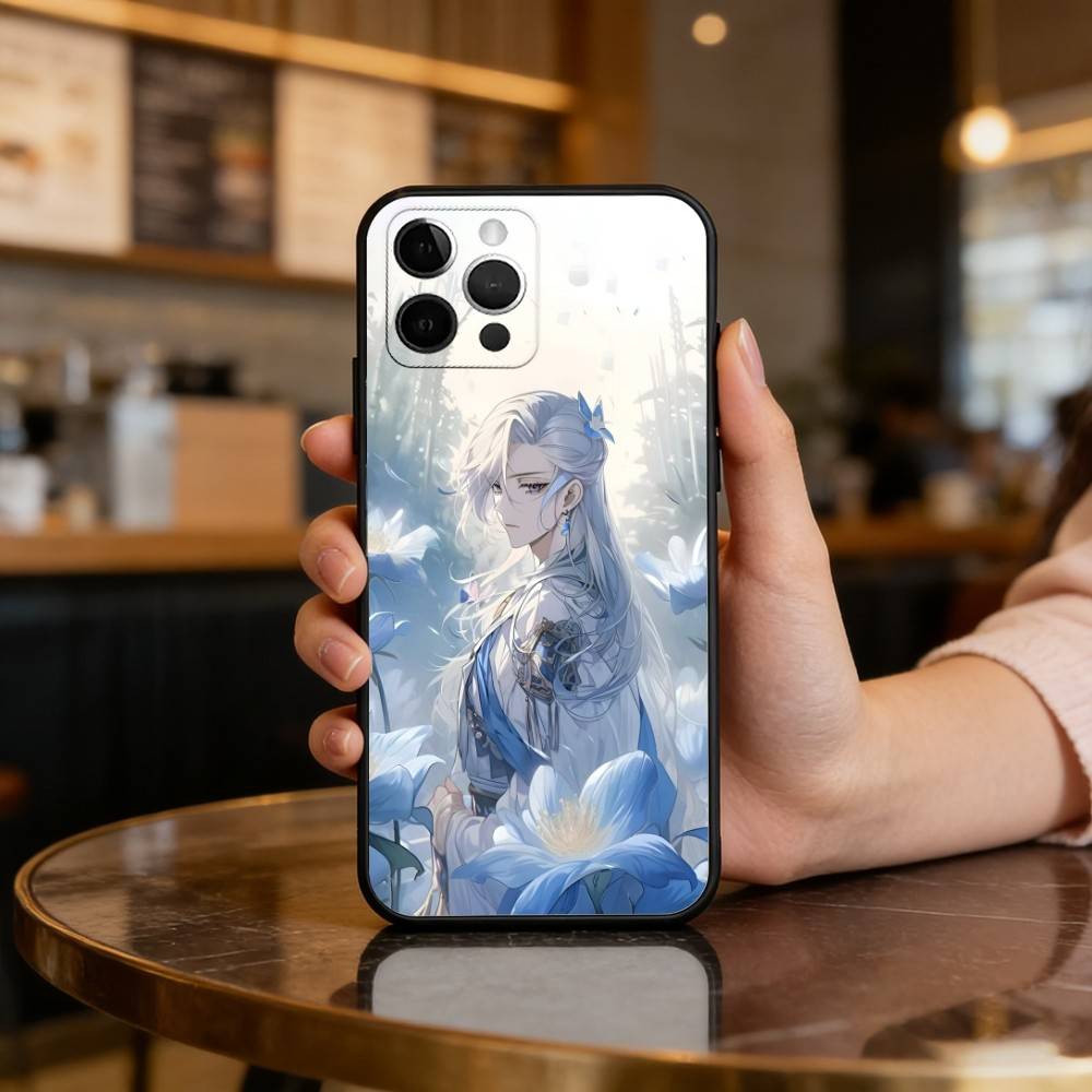N-Neuvillette Genshin Impact Soft Silicone Black Cover,Phone Case For iPhone 17,16,15,14,13,12,11 Plus,Pro Max,XS