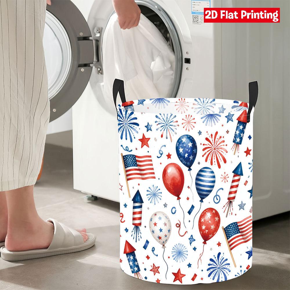 Collapsible Laundry Basket Large Round Waterproof Fabric Hamper Dirty Clothes Storage Bin Toy Organizer with Handles