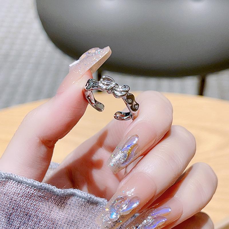 

Niche Design Checkerboard Oil Drop Ring Women S Light Luxury High-End Ring Tide Open Index Finger Ring Adjustable opening