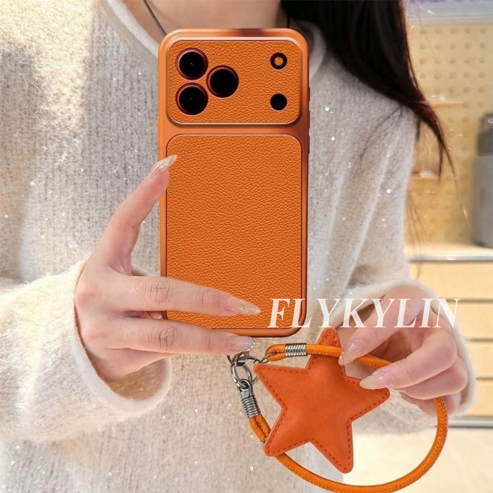 For Samsung S26 Ultra S25 S24 S23 S22 S21Plus S20 Litchi Textured Five Pointed Star Accessory Bracelet Leather Protective Case