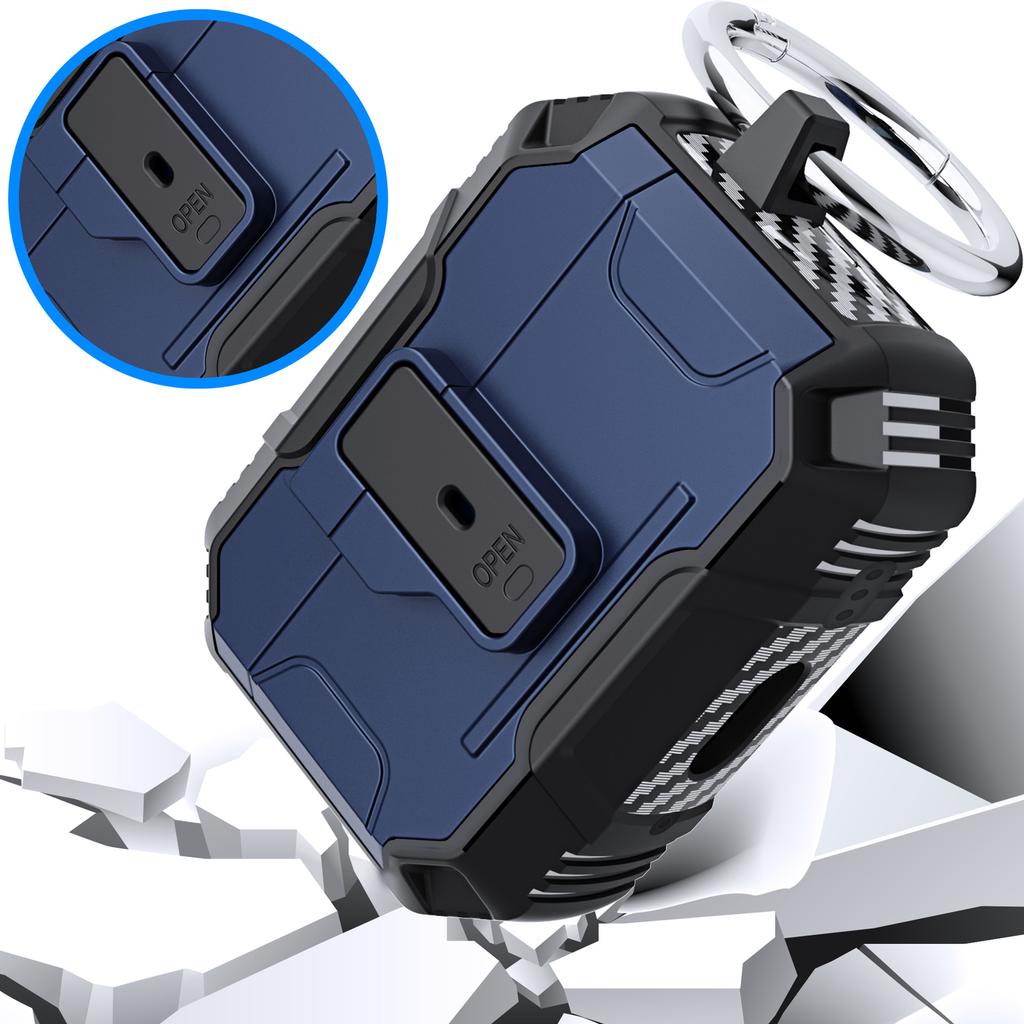 Military-grade Shocokproof Earphone Case For Apple AirPods Pro 4 3 2 1 Bluetooth Wireless Charge Metal Armor Pop-Up Switch Cover