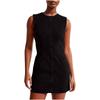 Sleeveless Denim Dress with Zip Front Detail in Multiple Colors - Blue, Black, Navy, White