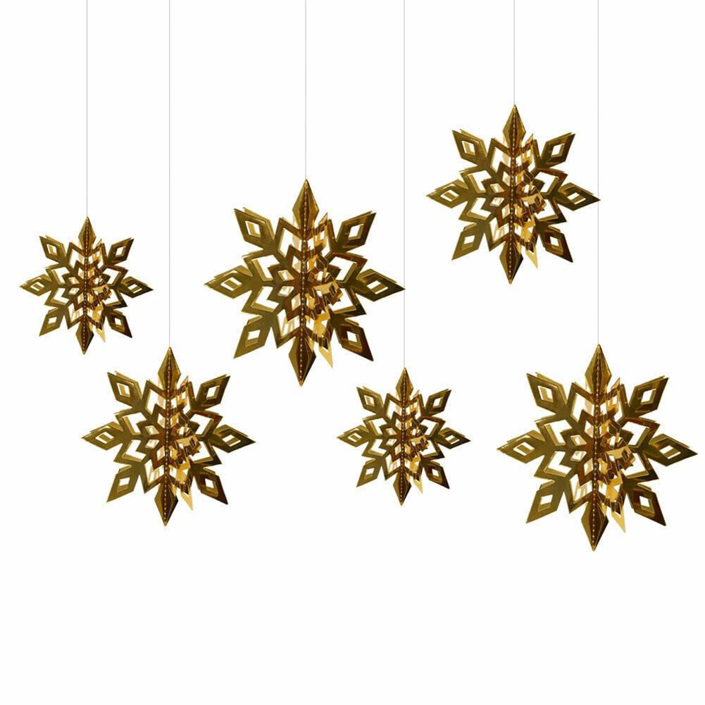 Festive Paper Snowflake Ceiling Decor Set of 6 for Christmas Festivities