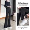 Grote Maten Dames Split Wijde Pijpen Hoge Taille Afslankende Casual Broek - Lente/Herfst 2026