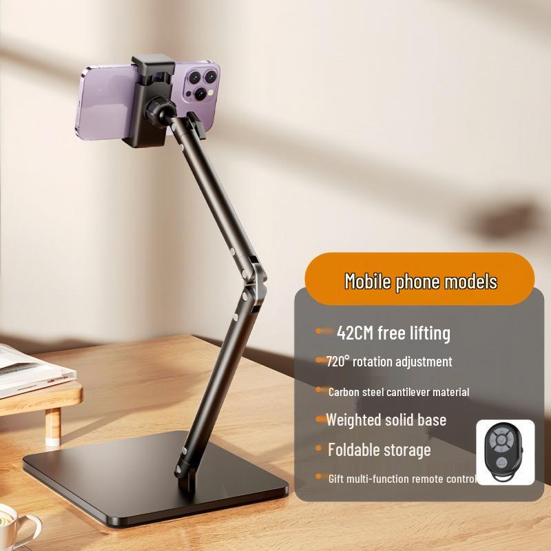 Adjustable Multifunctional Stand for Mobile, Tablet, and Desktop - Ideal for Overhead Shots, Live Video, and Selfies