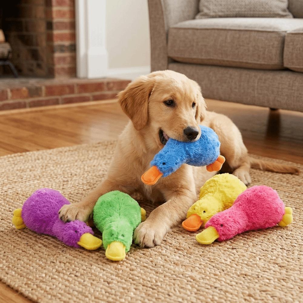 Bite Tough Plush Duck Toy Built-in Sound Dog Chew Toy Pet Interactive Toy Pet Interaction Training королевский синий