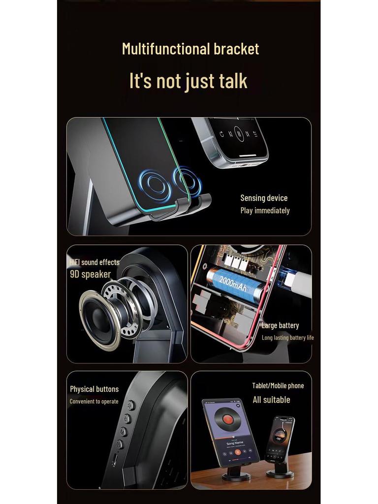 3-in-1 Wireless Induction Bluetooth Speaker & Stand