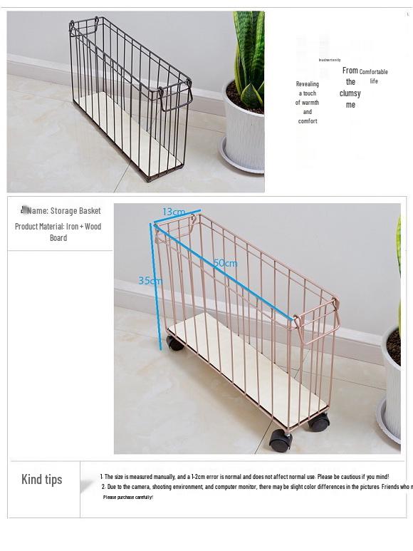 Nordic Style Iron Storage Basket with Wheels for Books, Snacks, Magazines, Yoga Mats & Sports Equipment