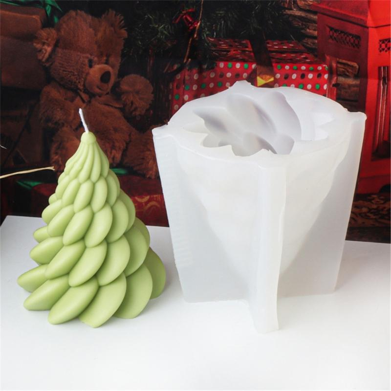 Flexible Silicone Mold Handmade Scented Candle Mould Geometric Christmas Tree Aromatherapys Mold Home Decorations