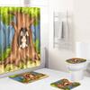 Healing Tree Hole Bathroom Shower Curtain Floor Mat Toilet Cover Foot Mat Four-Piece Pattern Size