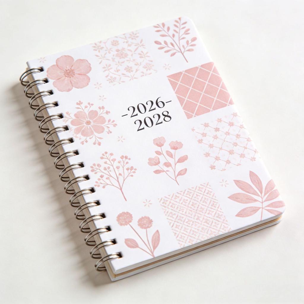 For 2026-2028 coil book, flower simple annual plan book spiral coil notebook