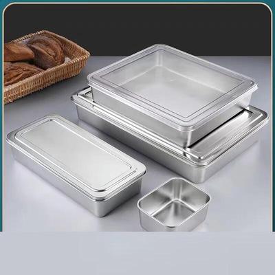 Stainless Steel Square Food Storage Container with Transparent Lid