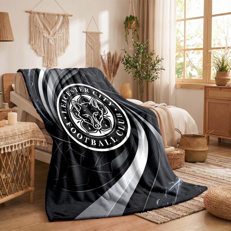 Leicester City Football Print Flannel Blanket Soft Warm Sofa Bed Throw Blanket For Home Office Bedroom