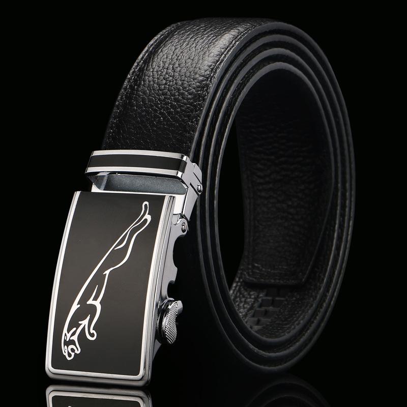Open Edge Cowhide Belt Men's Real Cowhide Business and Casual Automatic Buckle Belt